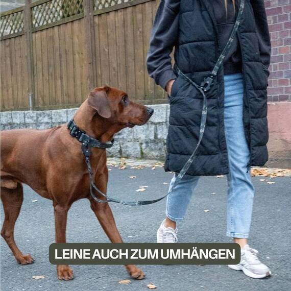 Wasserfeste Hundeleine, verstellbar • WOOFLEX® Tactical Woodland Camo