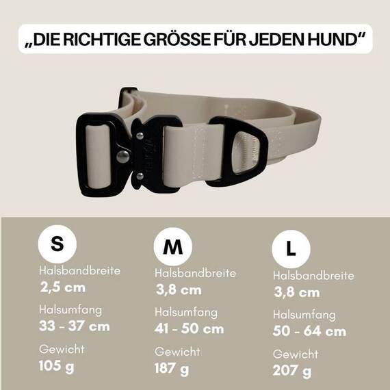 Wasserfestes Hundehalsband mit Griff • WOOFLEX® Tactical Desert Sand