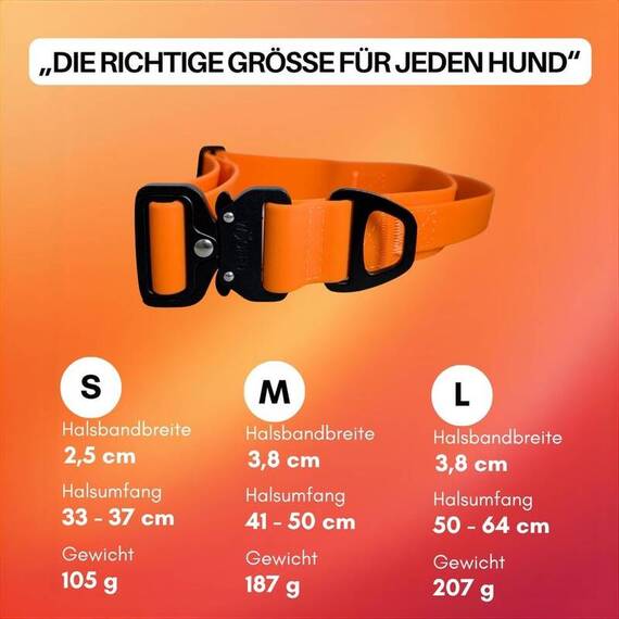 Wasserfestes Hundehalsband mit Griff • WOOFLEX® Tactical Sunset Orange