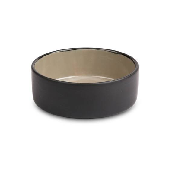 Hundenapf aus Keramik matt schwarz - taupe