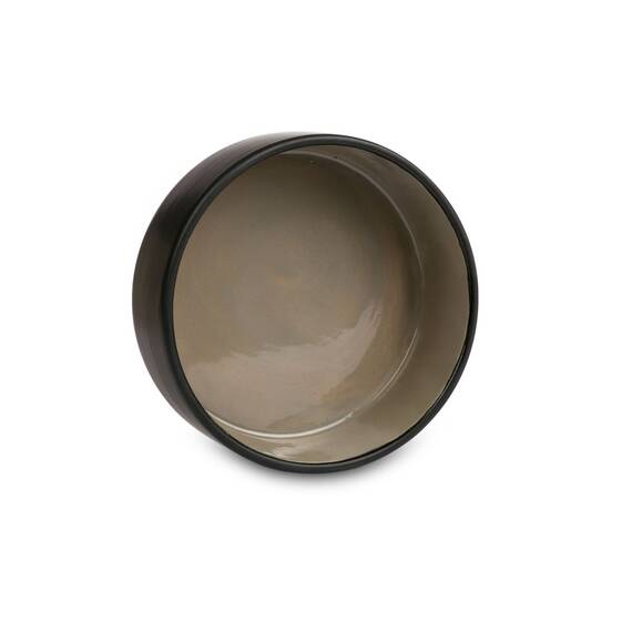 Hundenapf aus Keramik matt schwarz - taupe