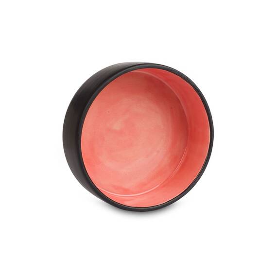 Hundenapf aus Keramik matt schwarz - salmon mousse