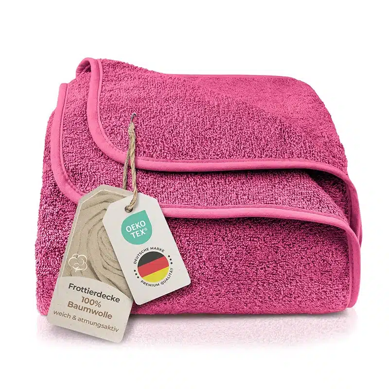 Große Hundedecke fürs Sofa aus Walkfrottier in knalligem Pink