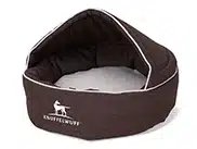 Hundehöhle für kleine Hunde. Rundes Hundebett mit Dach in braun von Knuffelwuff