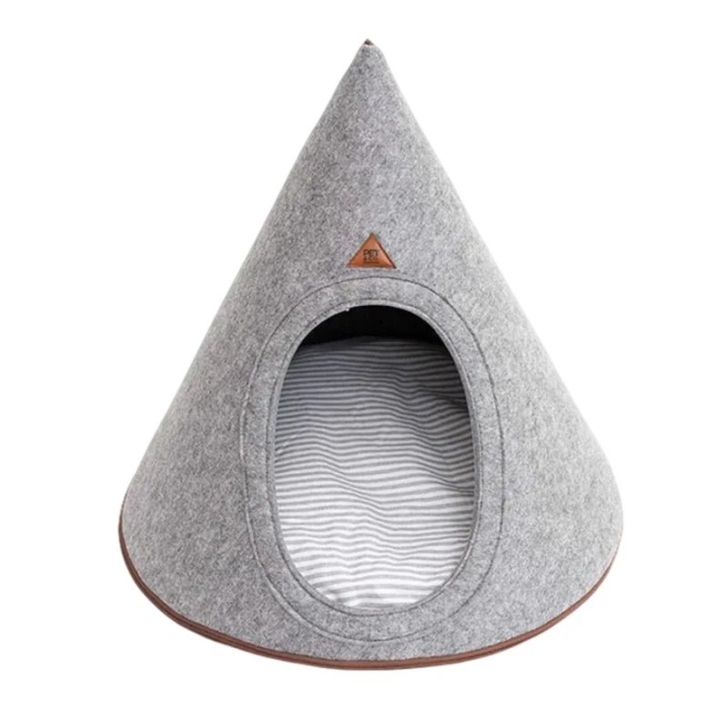 Hundehöhle für die Reise oder zu Hause: Tipi aus reinem Wollfilz, einfach zusammenlegbar