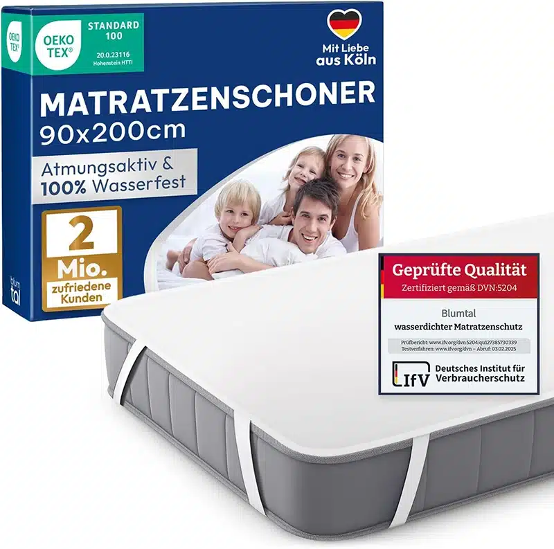 Wasserfester Matratzenschoner (auch fürs Sofa geeignet) von Blumental, erhältlich in zig Formaten