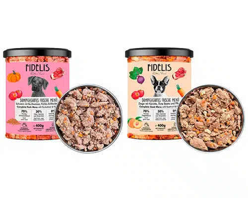 Fiedlis Nassfutter für ernährungssensible Hunde (Schwein, Ziege)