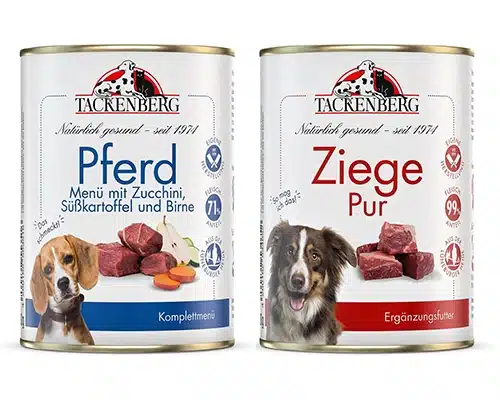 Tackenberg Nassfutter für Allergiker – z.B. Menü mit Pferd oder Reinfleischdose Ziege