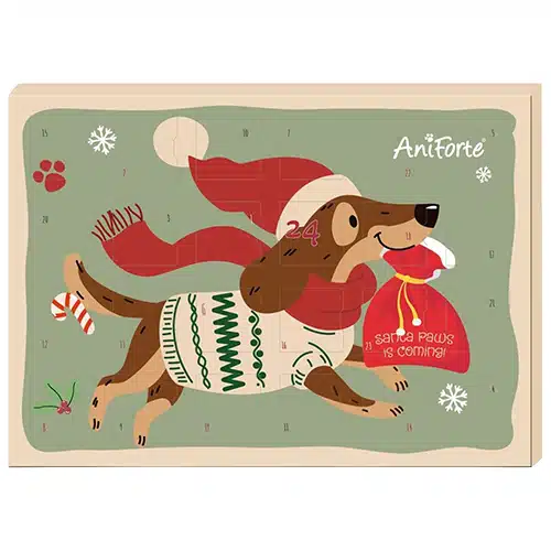 Adventskalender für Hunde von Aniforte, gefüllt mit verschiedenen Leckerli und Funktionssnacks