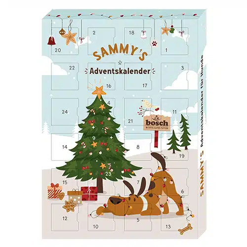 Bosch Sammy's Adventskalender für Hunde mit einer Vielfalt an feinen gebackenen Hundekeksen