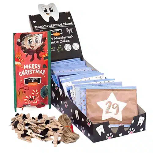 QCHEFS Adventskalender für Hunde mit Zahnputzflocken und Snacks